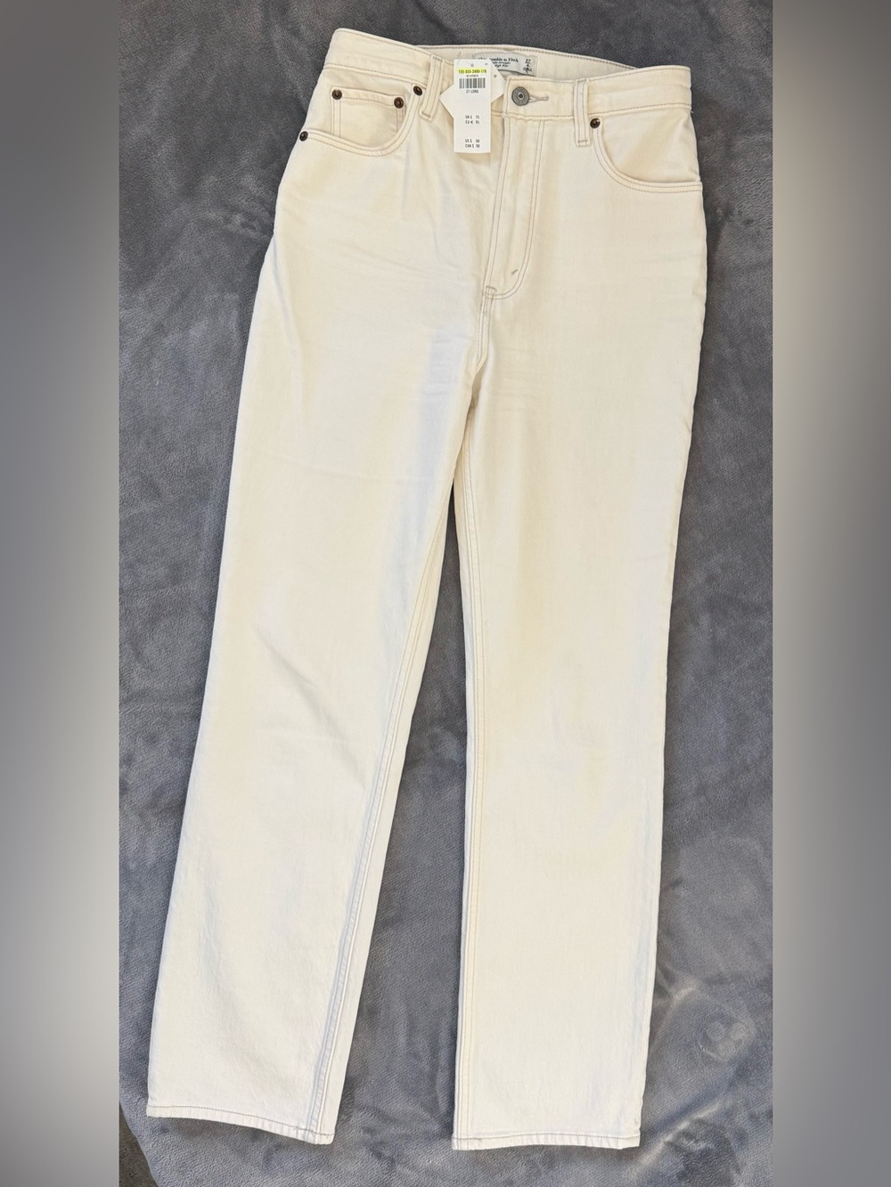 NWT Abercrombie & Fitch Cream Straight Jeans